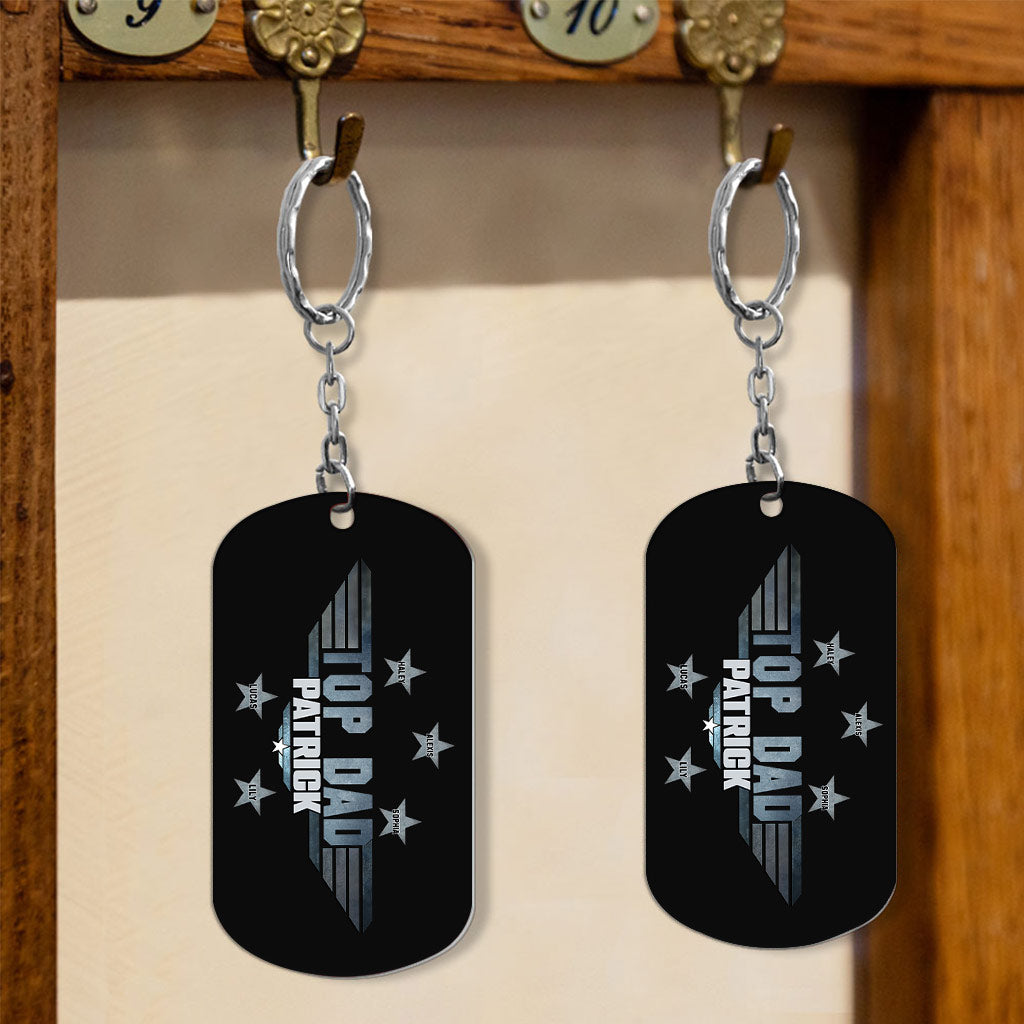 Personalized Stainless Steel Top Dad Keychain