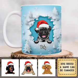 Personalized Peeking Dog Coffee Mug Christmas Gift Idea For Dog Lover