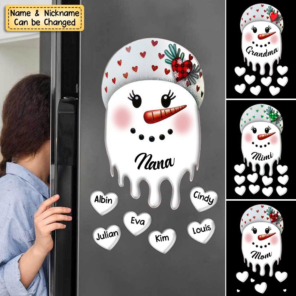 Unique Weird Snowman Grandma Mom Melting With Little Heart Kids Personalized Decal