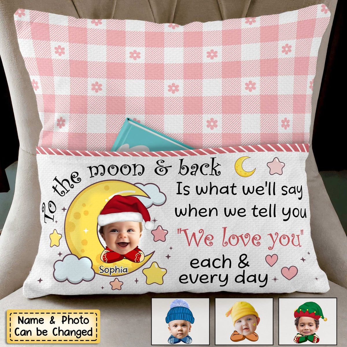 Kid To The Moon & Back - Personalized Pocket Pillow
