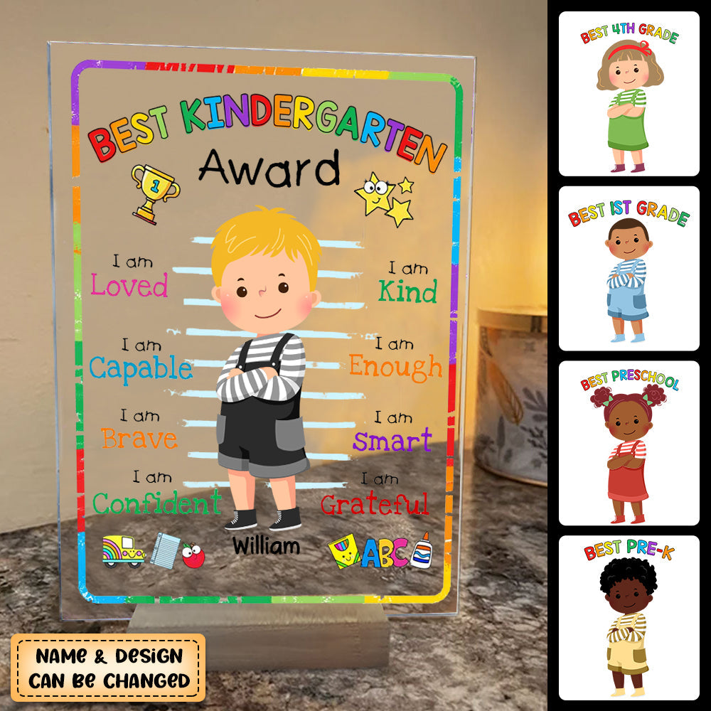 Personalized Gift For Kid Kindergarten Award Acrylic Plaque