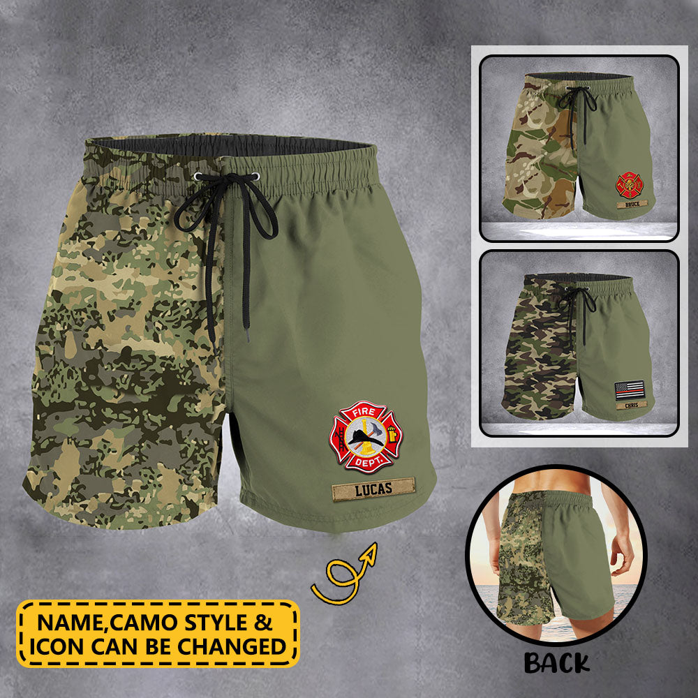 Personalized US Firefighter Camo Shorts