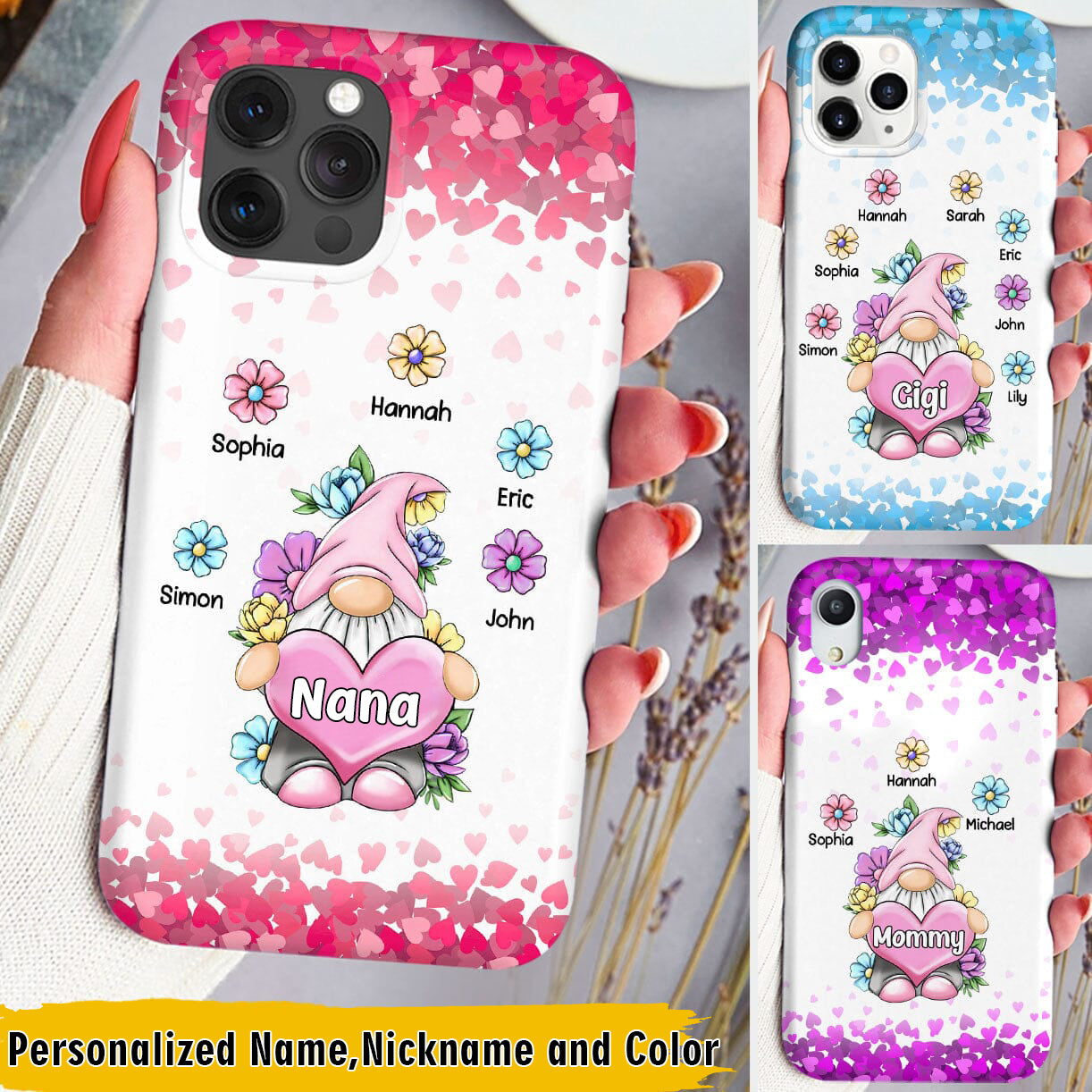 Aunties Moms Grandmas Cute Grandkids Floral Personalized Phone case Perfect Mother's Day Gift
