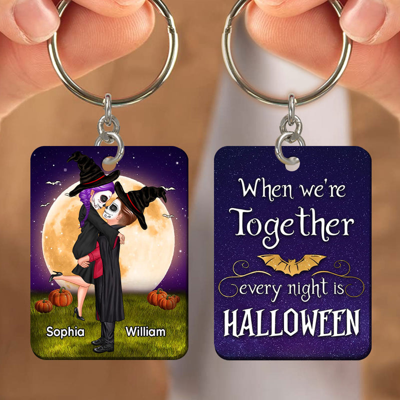 Halloween Couple Kissing When We're Together Everynight Is Halloween Personalized Stainless Steel Keychain