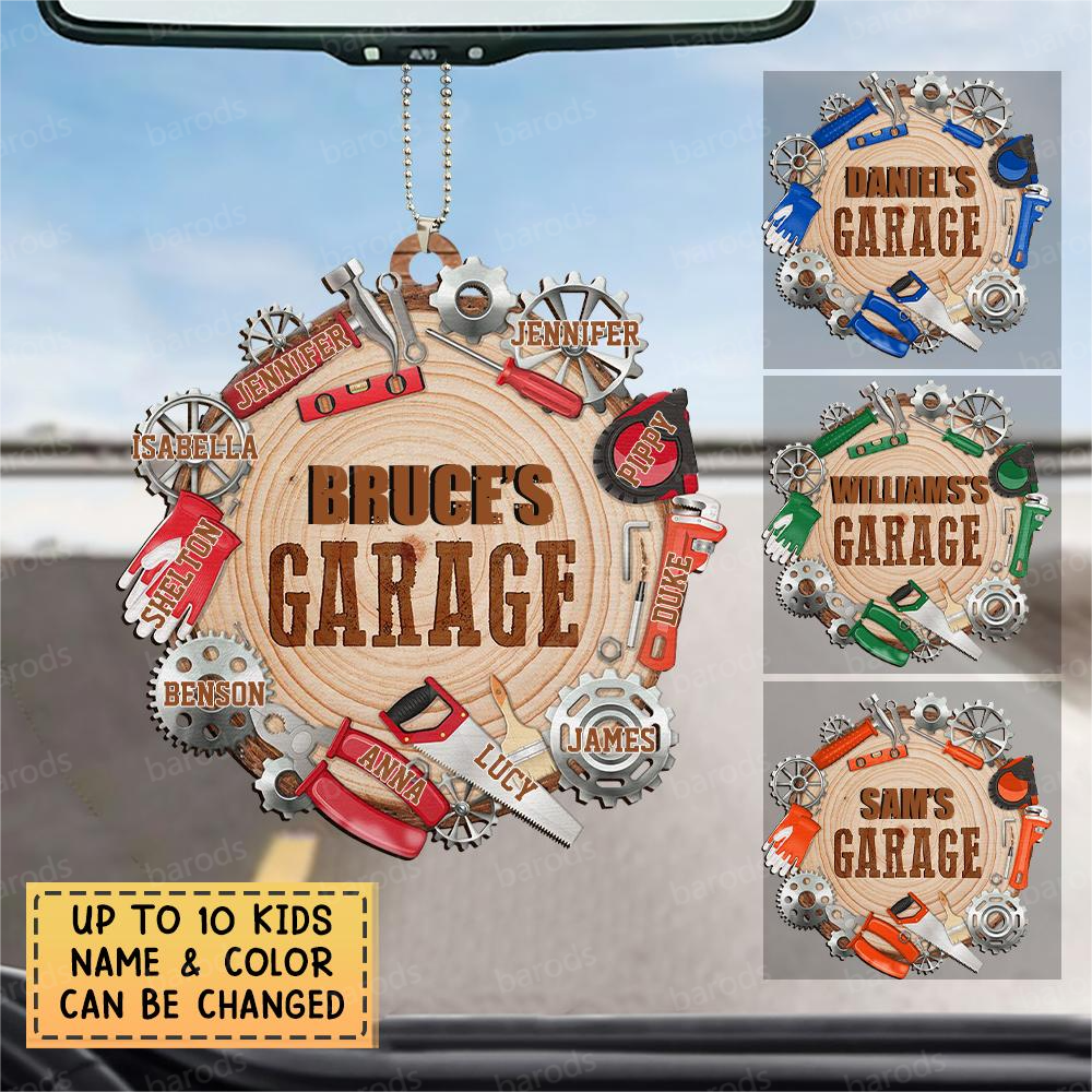 Personalized Two Sided Wood Ornament-Welcome To Dad's Garage/Gift For Dad, Grandpa