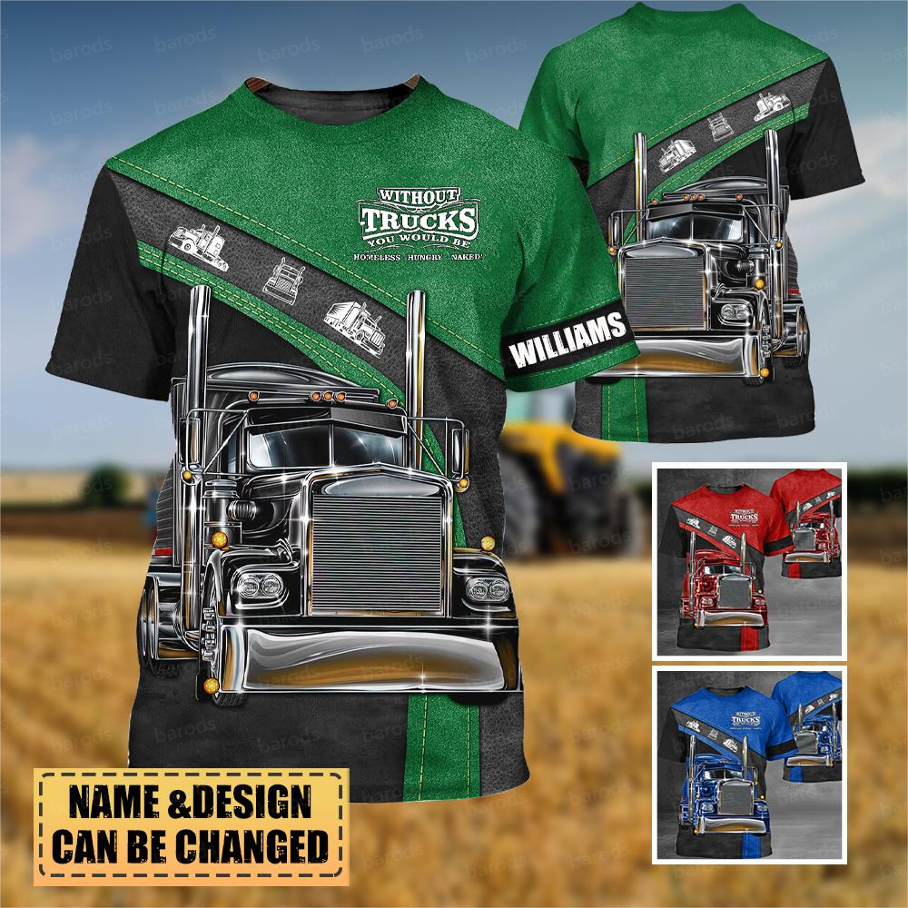 Personalized Trucker 3D All Over Printed T-Shirt
