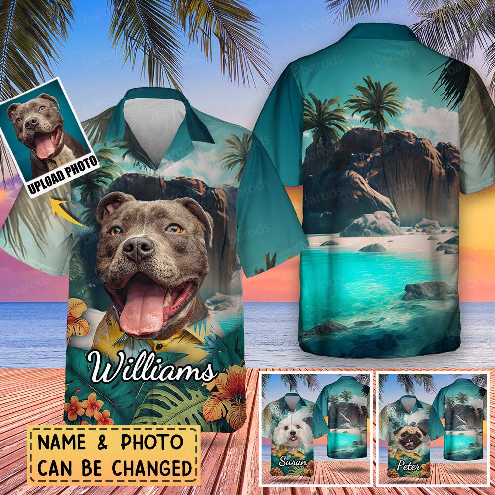 Personalized Upload Dog Photo 3D Tropical Hawaiian Shirt