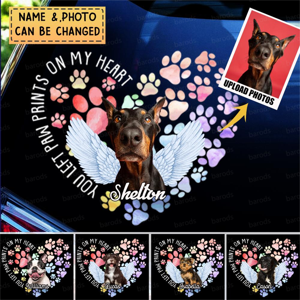 Personalized Dog Lover Decal-You Left Paw Prints On My Heart