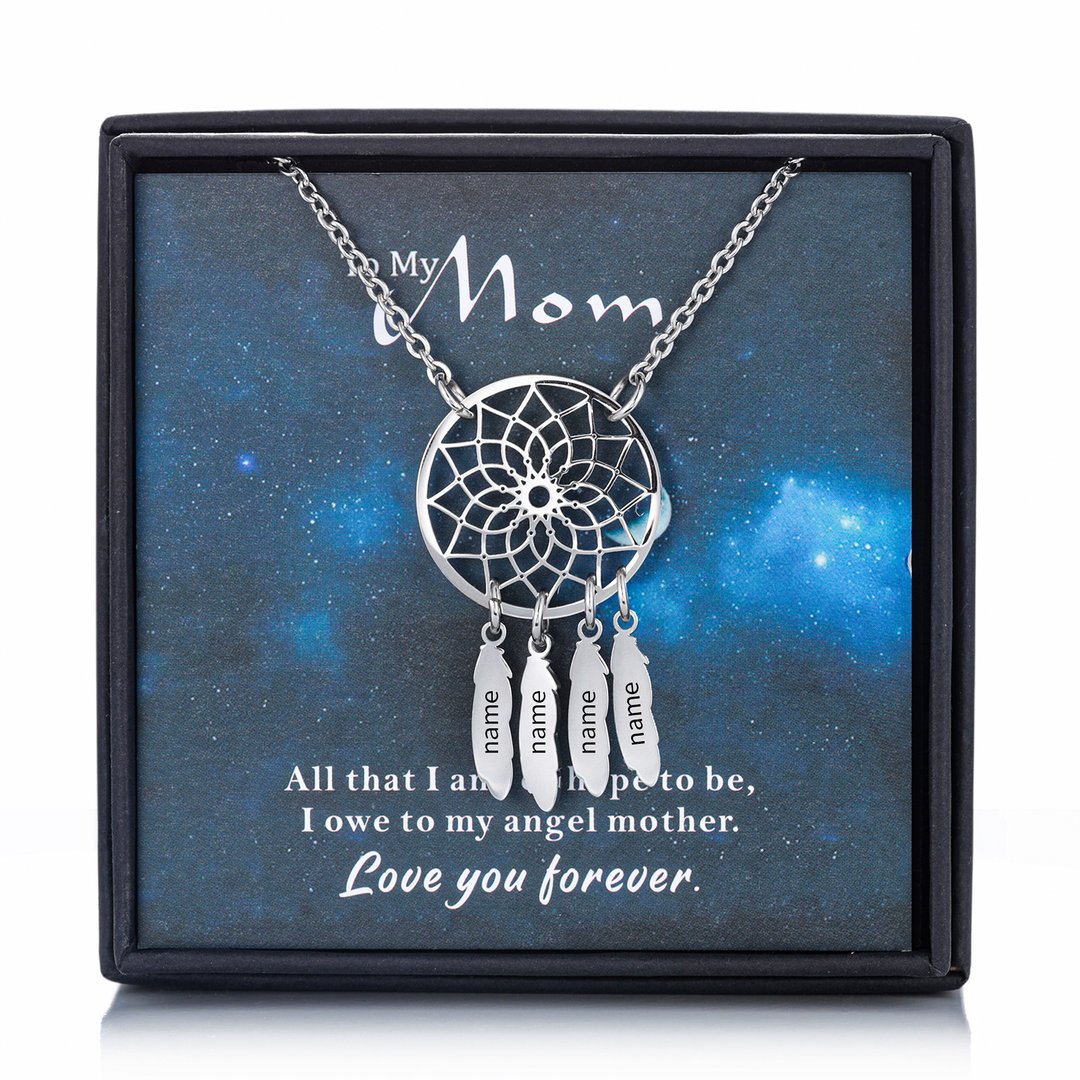 Mother's Day Gift Personalized Dream Catcher Necklace with Engraving Names