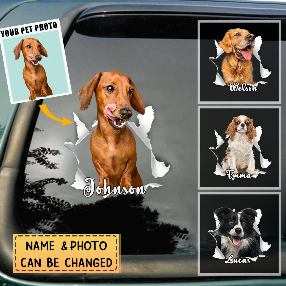 Personalized Dog Crack Car Sticker, Toilet Sticker, Fridge Sticker