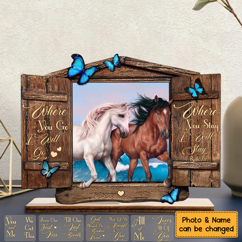 Where You Go I Will Go-Personalized Couple Horse Wood Plaque
