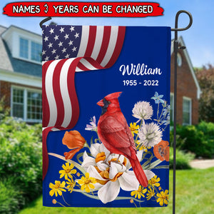 Memorial Red Cardinal American Flag 4th Of July Personalized Flag