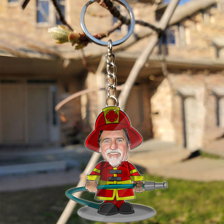 Fire Fighter Custom Photo, Personalized Acrylic Keychain