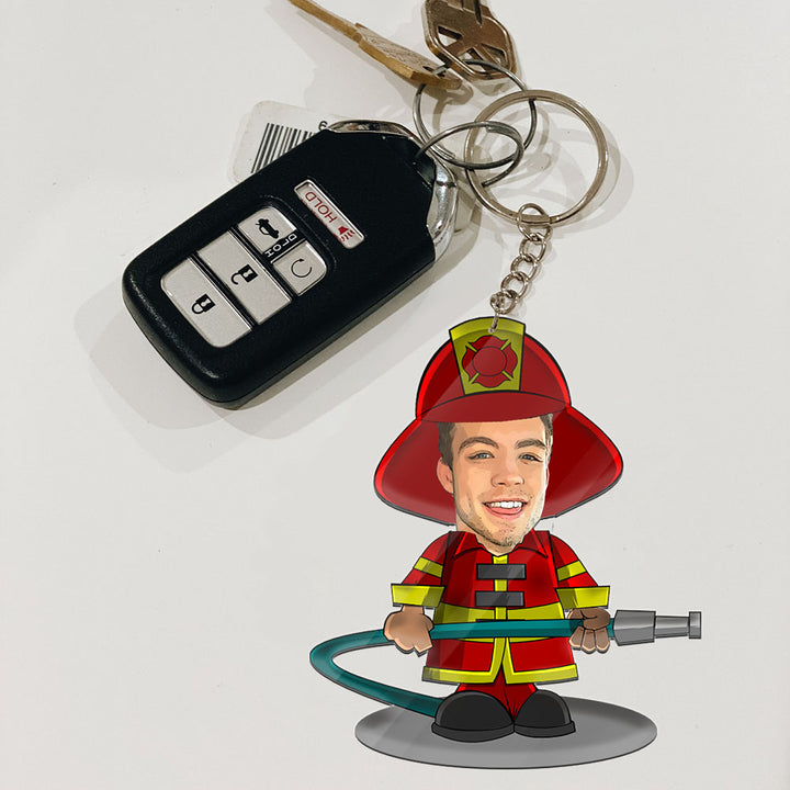 Fire Fighter Custom Photo, Personalized Acrylic Keychain