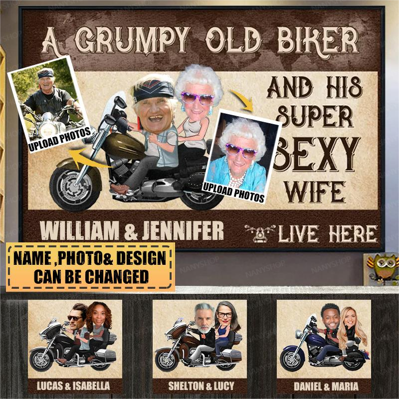 Custom Personalized Photo Motorcycle Couple Riding Custom Poster/Canvas-Gift Idea For Couple/ Biker