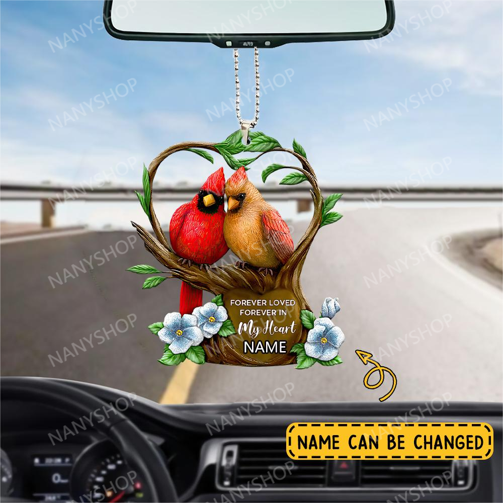 Personalized Cardinal Birds Forever Loved Forever In My Heart Flat Ornament