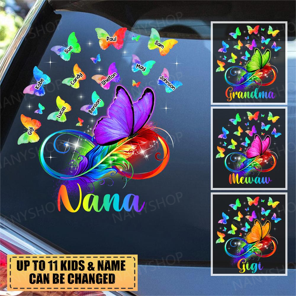 Personalized Grandma Butterflies Decal