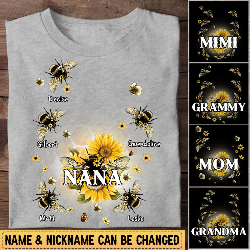 Personalized Gift For Grandma & Mother Reason To Bee Happy T-shirt